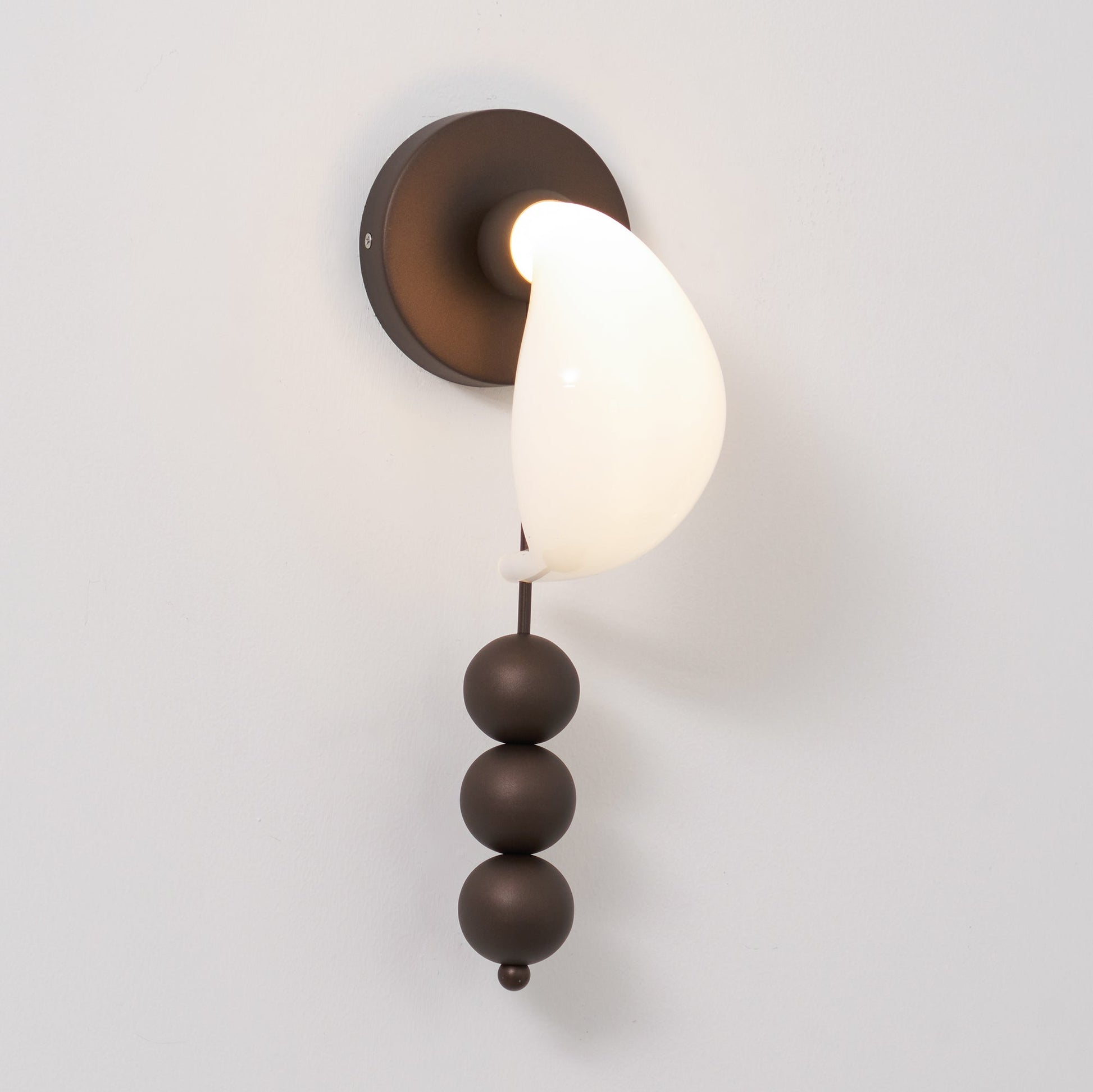 Luna Orbit Wall Lamp | Hand-Blown Murano Glass | Antique Brass & Black