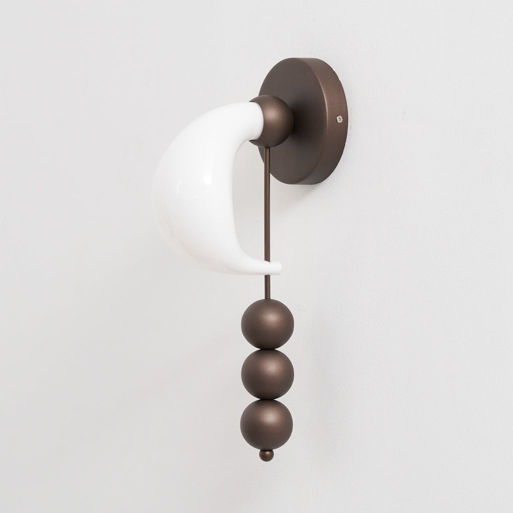 Luna Orbit Wall Lamp | Hand-Blown Murano Glass | Antique Brass & Black