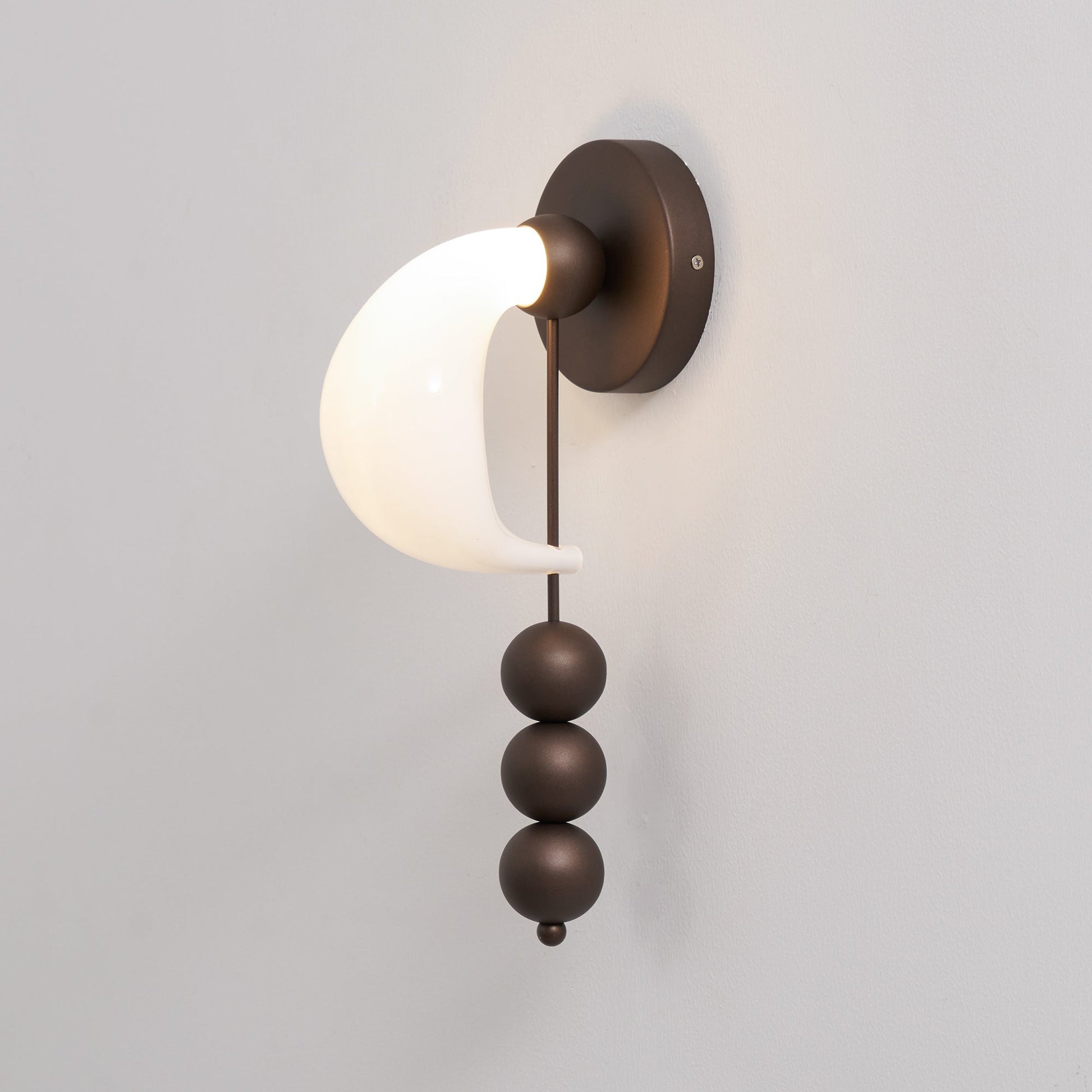 Luna Orbit Wall Lamp | Hand-Blown Murano Glass | Antique Brass & Black