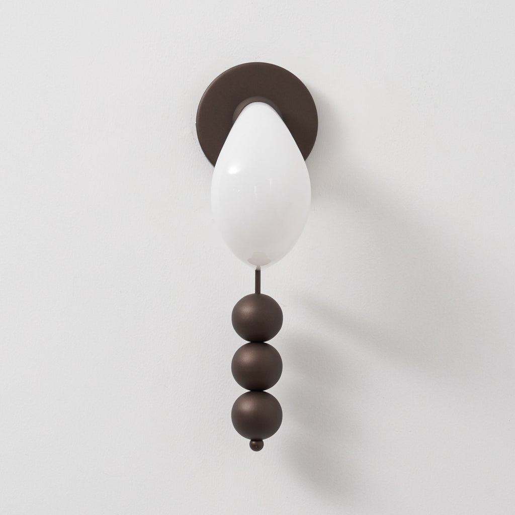 Luna Orbit Wall Lamp | Hand-Blown Murano Glass | Antique Brass & Black