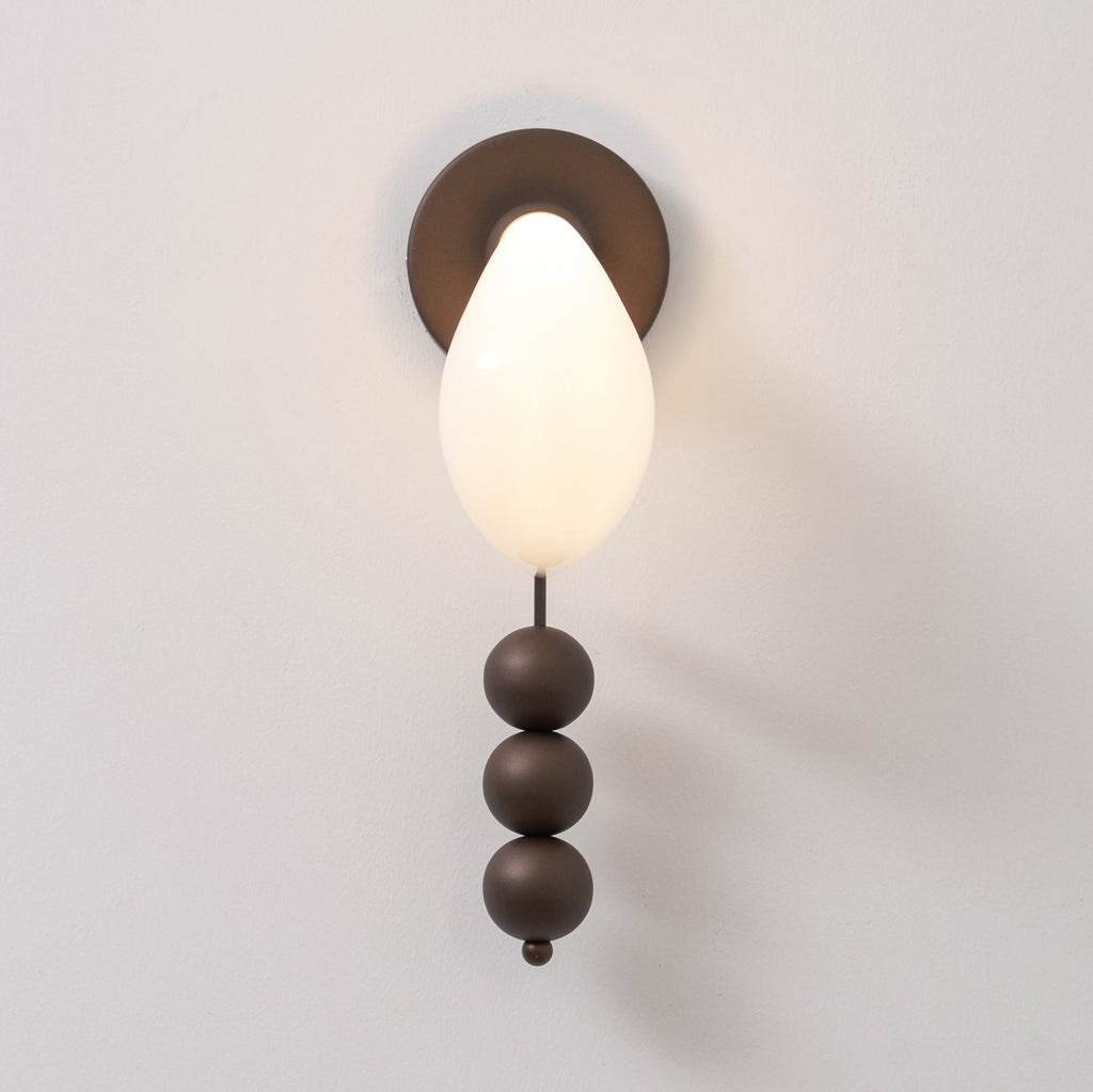 Luna Orbit Wall Lamp | Hand-Blown Murano Glass | Antique Brass & Black