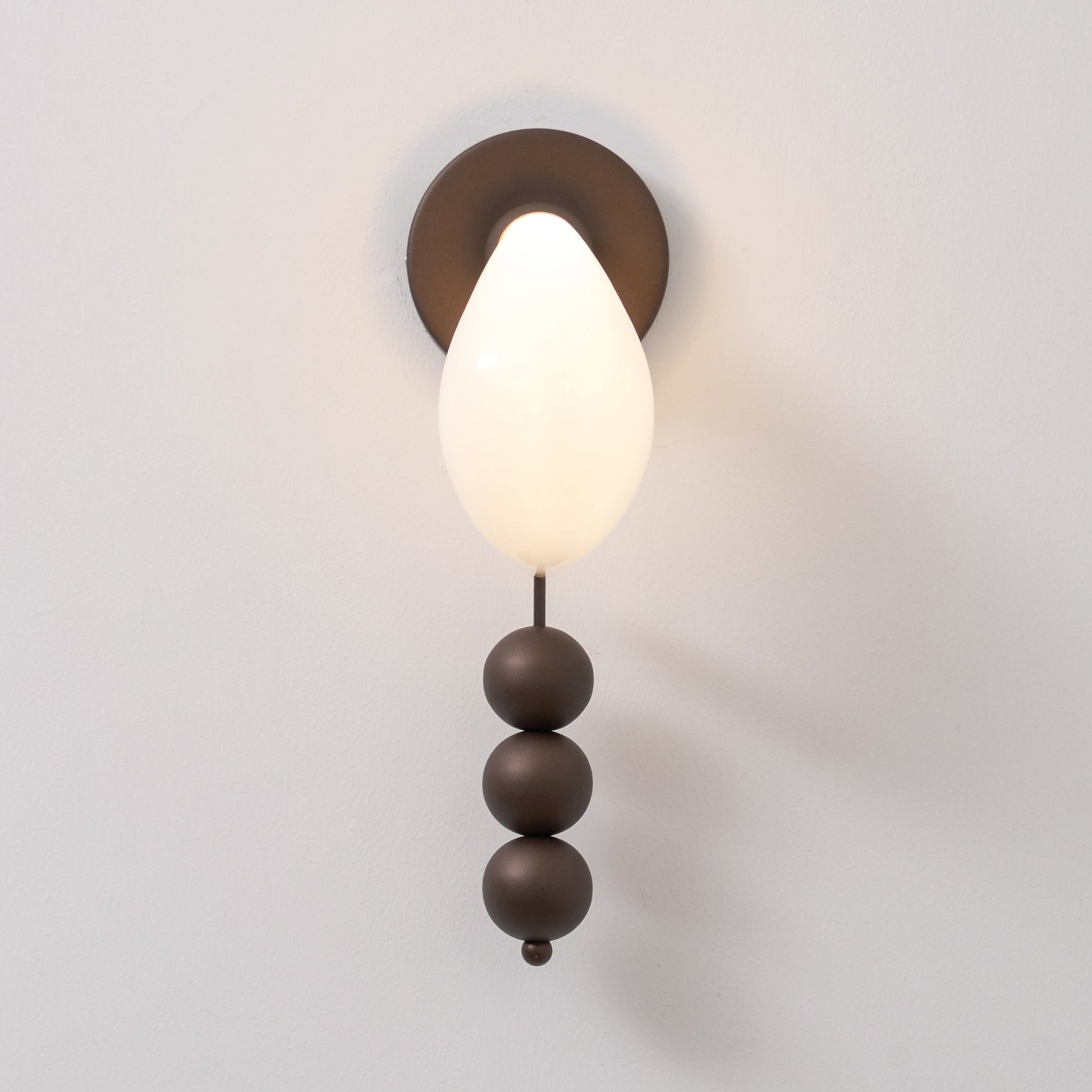 Luna Orbit Wall Lamp | Hand-Blown Murano Glass | Antique Brass & Black