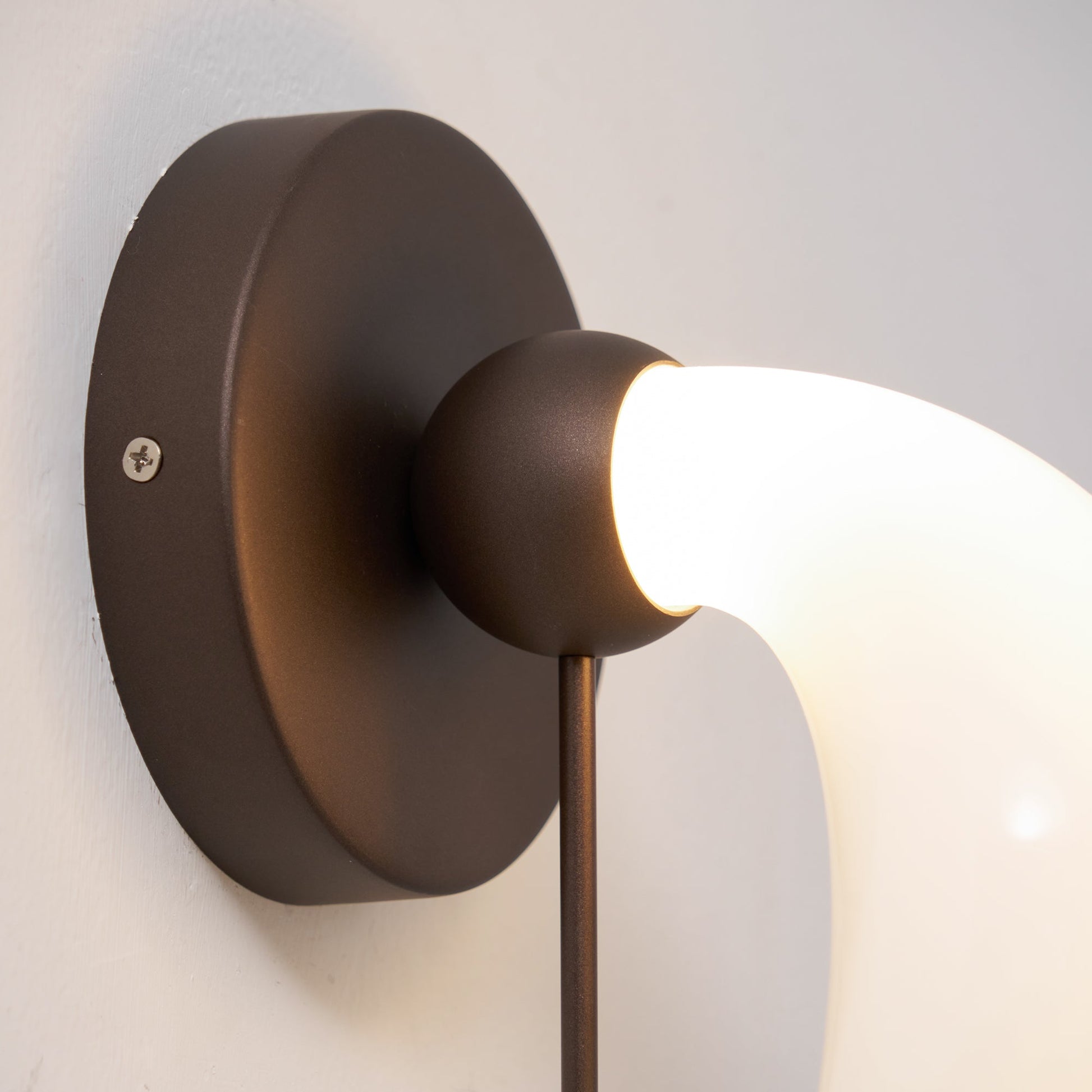 Luna Orbit Wall Lamp | Hand-Blown Murano Glass | Antique Brass & Black