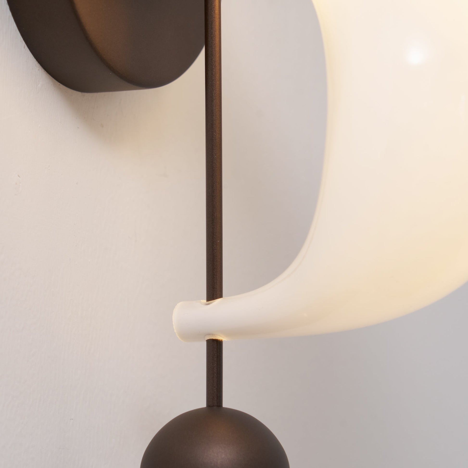 Luna Orbit Wall Lamp | Hand-Blown Murano Glass | Antique Brass & Black