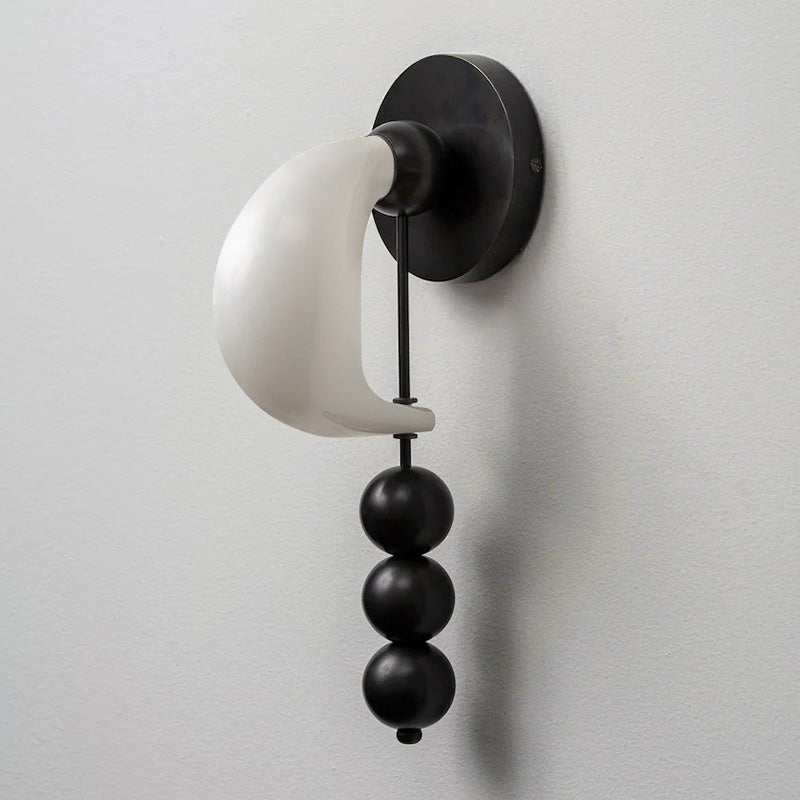Luna Orbit Wall Lamp | Hand-Blown Murano Glass | Antique Brass & Black