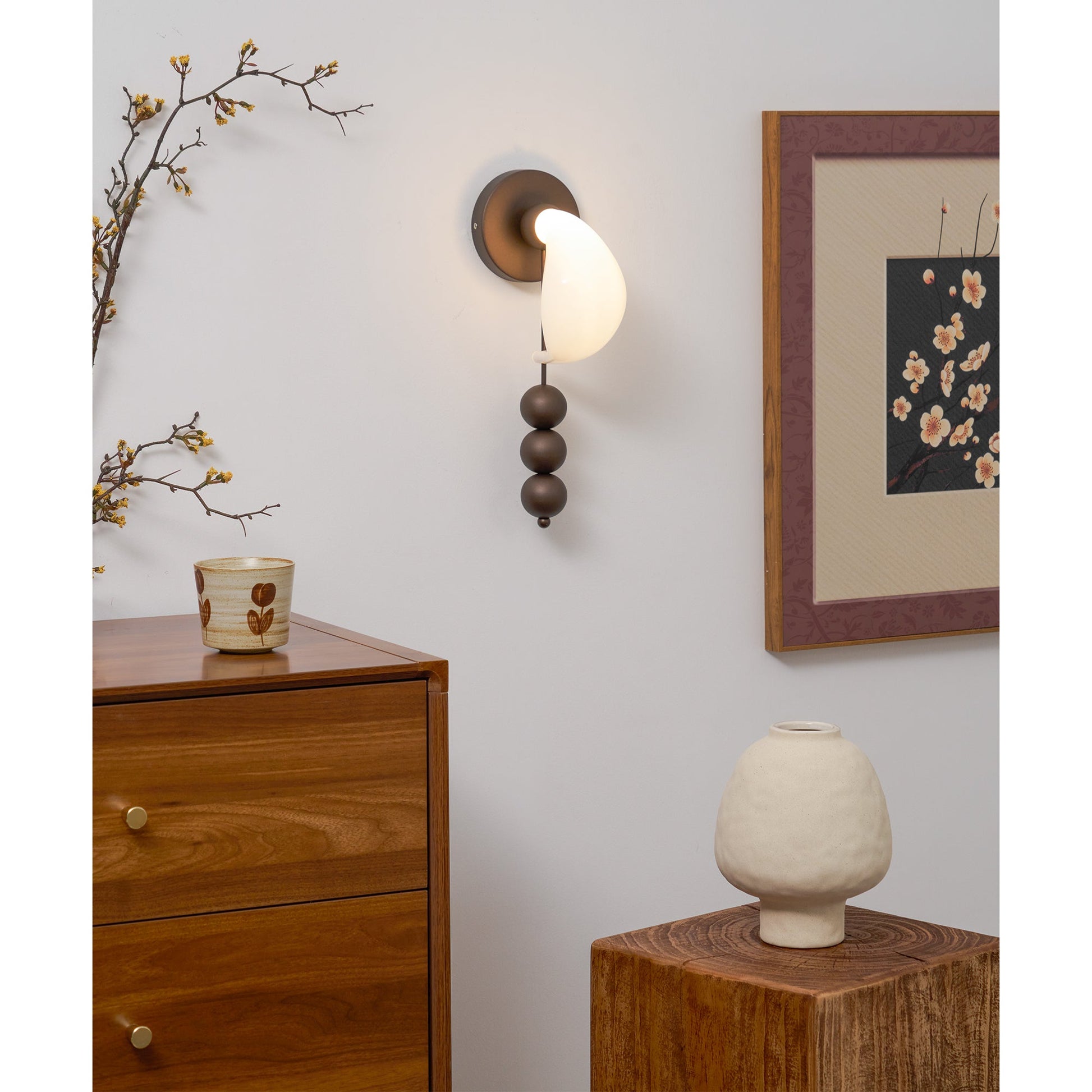 Luna Orbit Wall Lamp | Hand-Blown Murano Glass | Antique Brass & Black