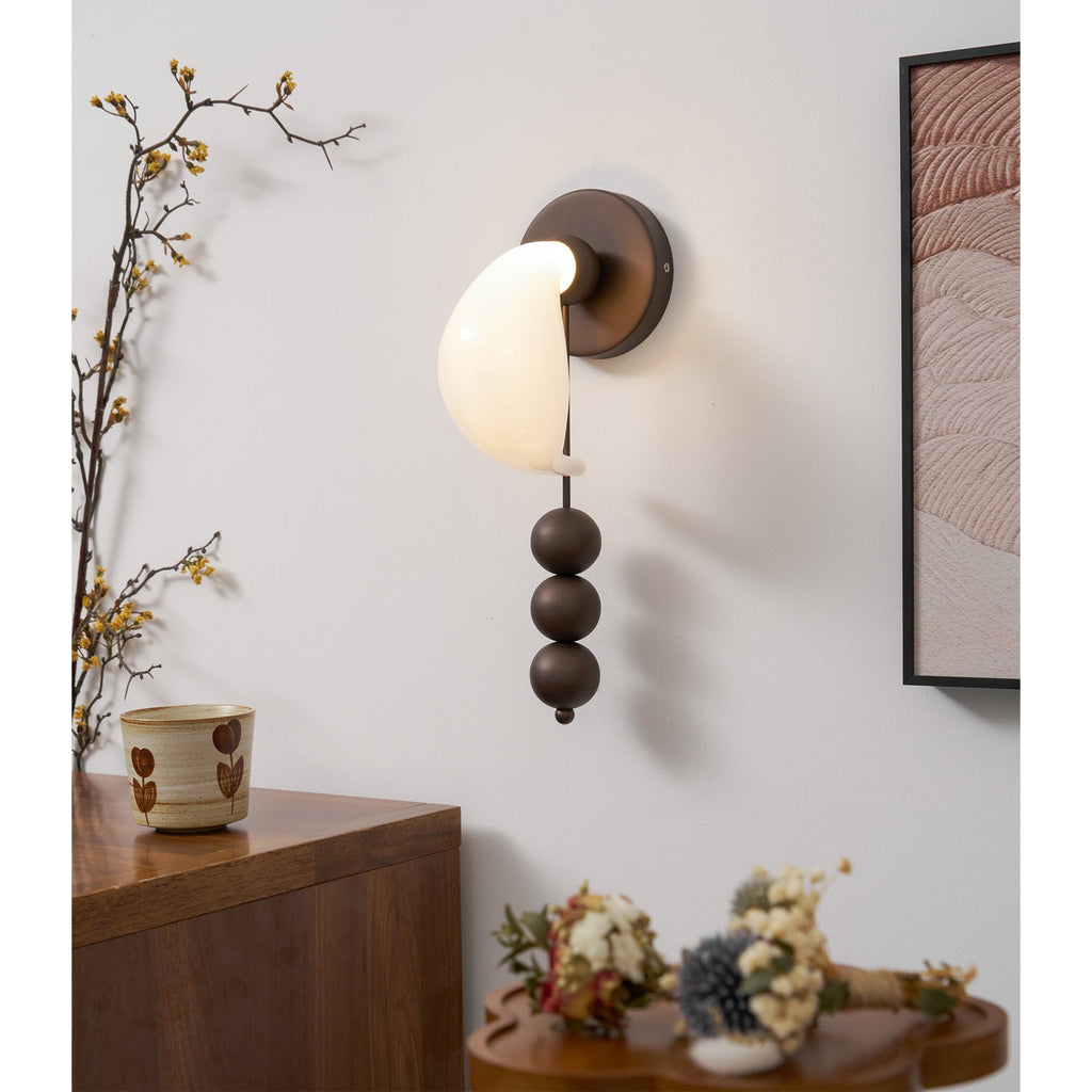 Luna Orbit Wall Lamp | Hand-Blown Murano Glass | Antique Brass & Black