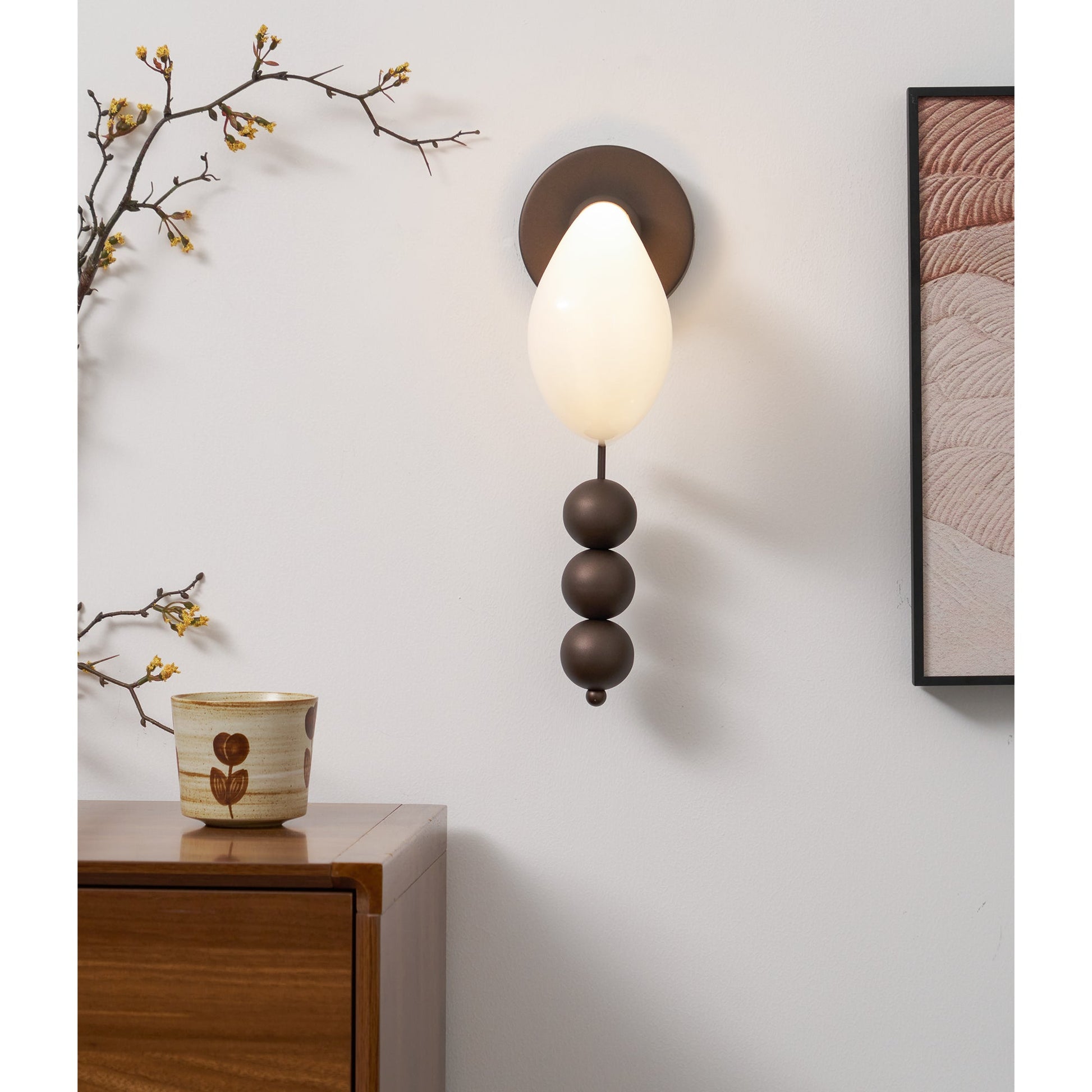 Luna Orbit Wall Lamp | Hand-Blown Murano Glass | Antique Brass & Black