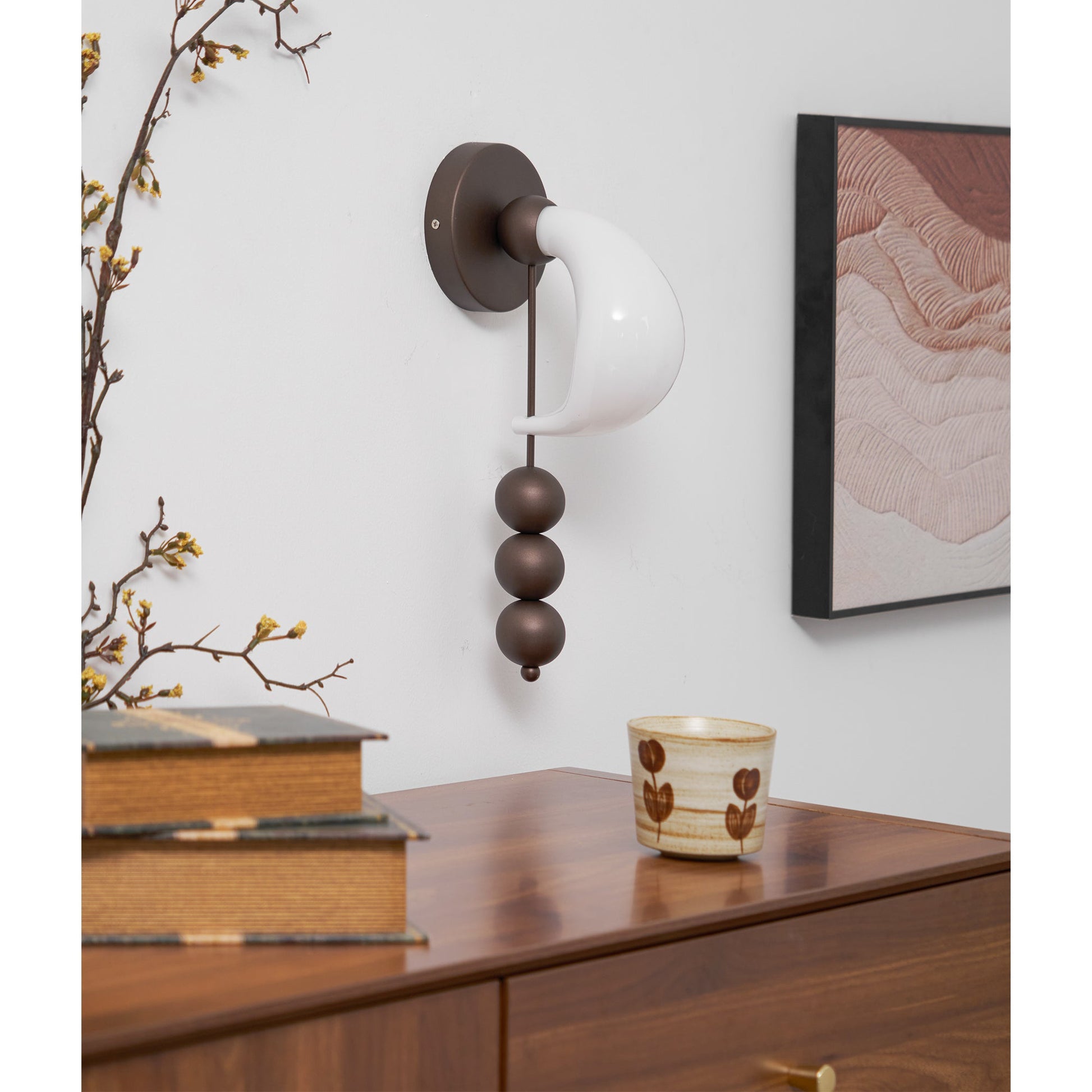 Luna Orbit Wall Lamp | Hand-Blown Murano Glass | Antique Brass & Black