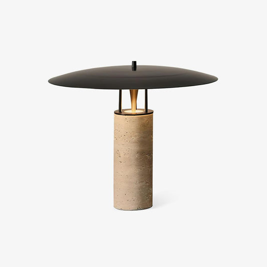 Luna Table Lamp | Metal & Yellow Travertine | Adjustable Light Options