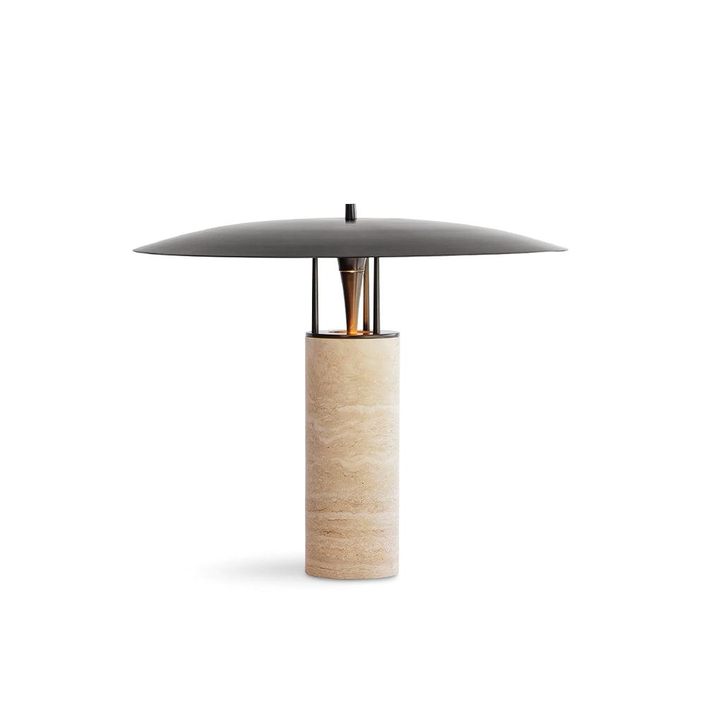 Luna Table Lamp | Metal & Yellow Travertine | Adjustable Light Options