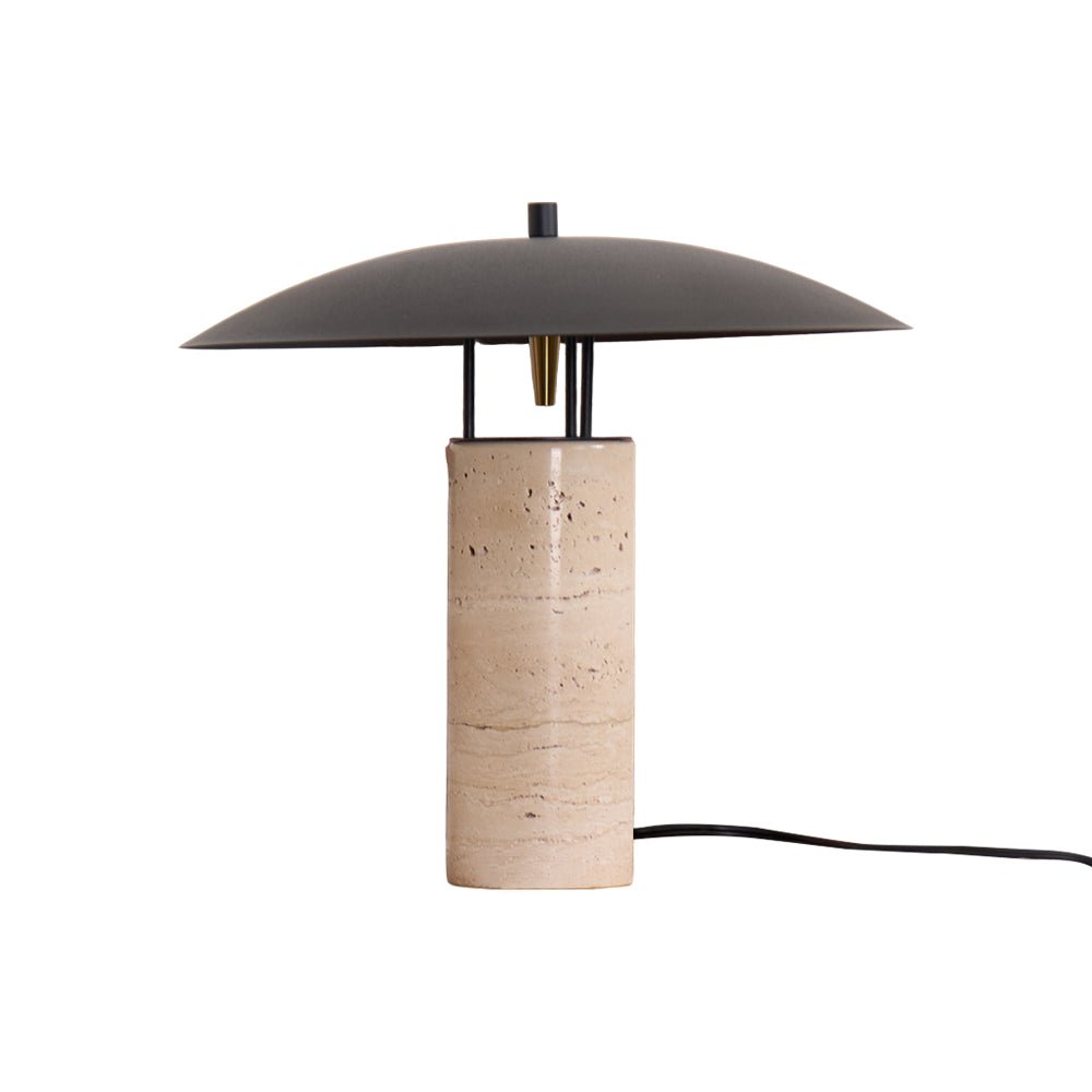Luna Table Lamp | Metal & Yellow Travertine | Adjustable Light Options
