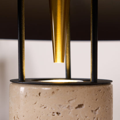 Luna Table Lamp | Metal & Yellow Travertine | Adjustable Light Options