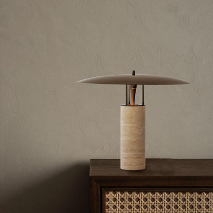 Luna Table Lamp | Metal & Yellow Travertine | Adjustable Light Options