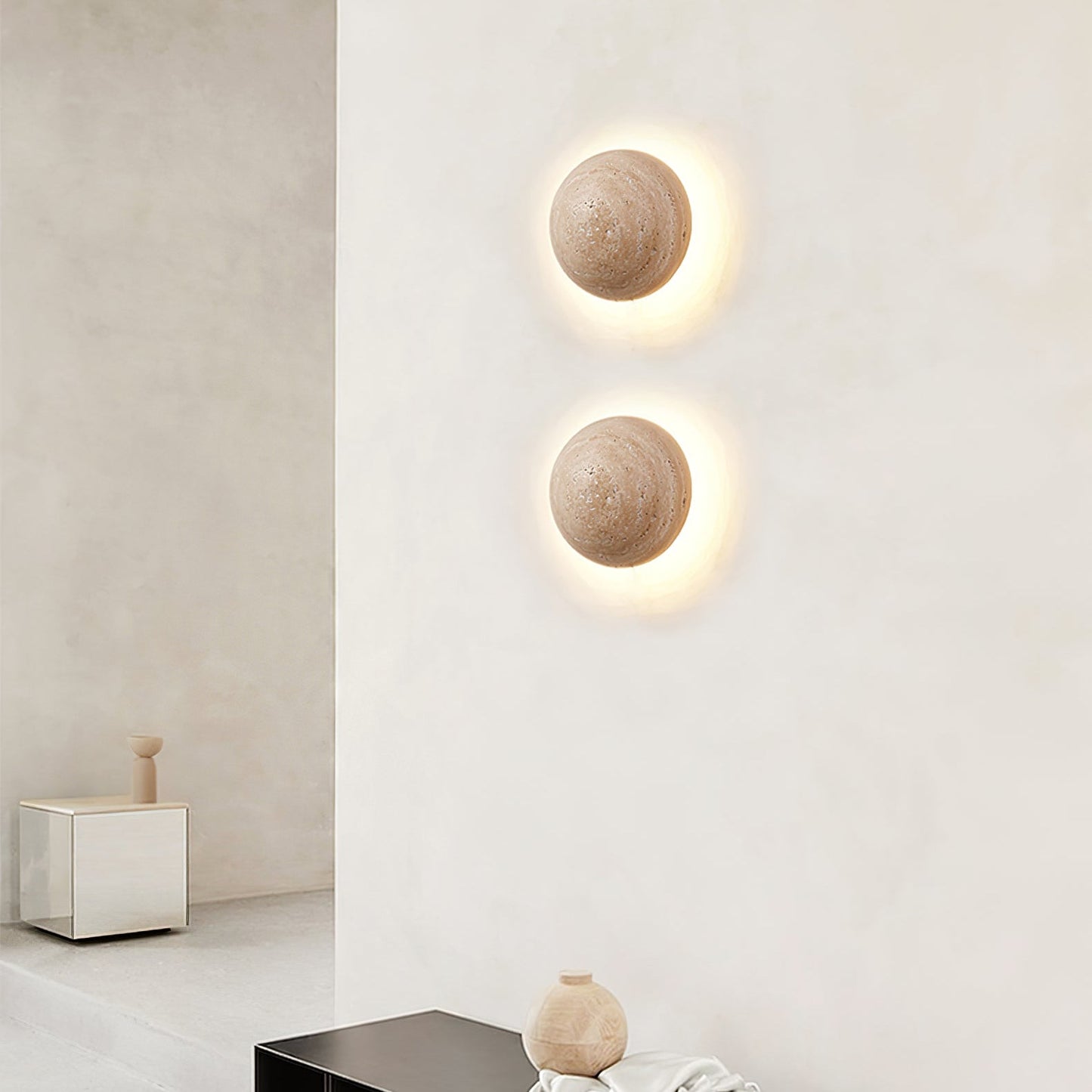 Luna Wall Light | Travertine | Yellow