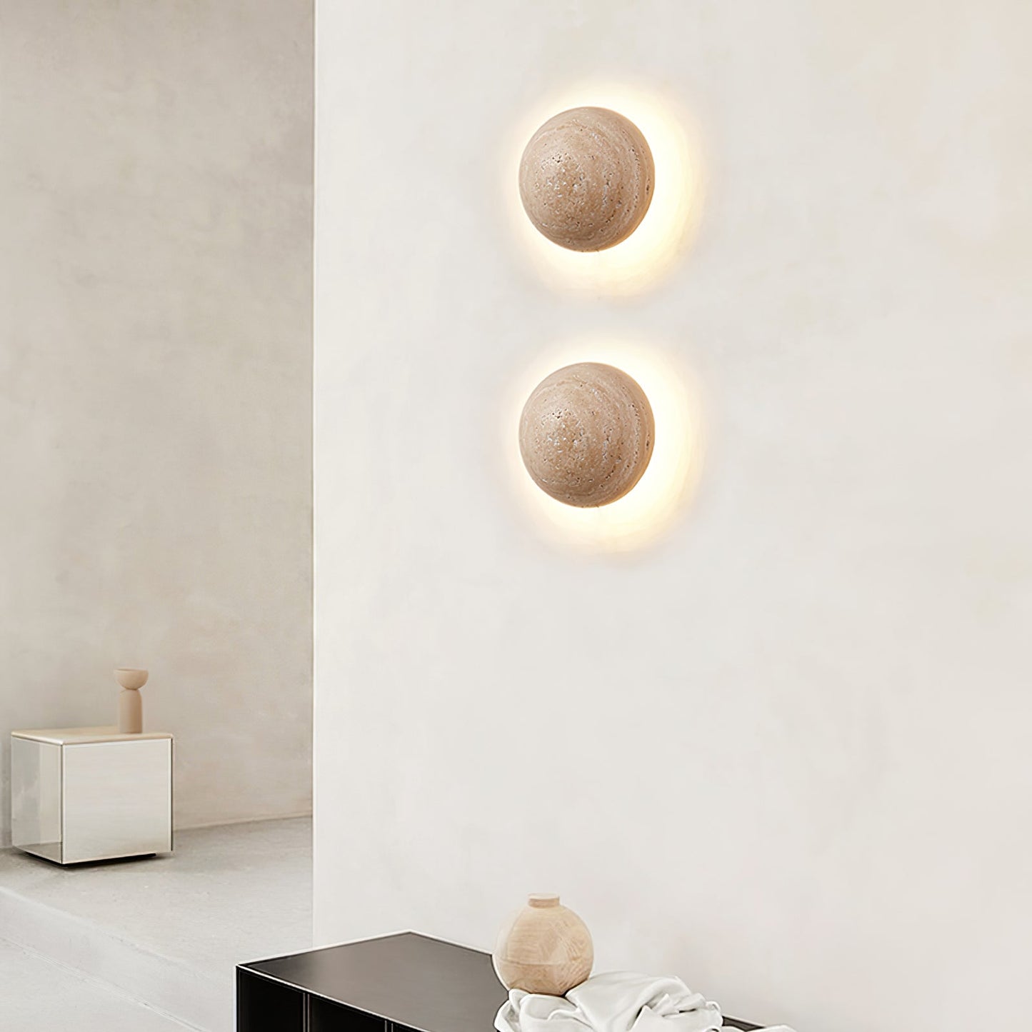 Luna Wall Light | Travertine | Yellow
