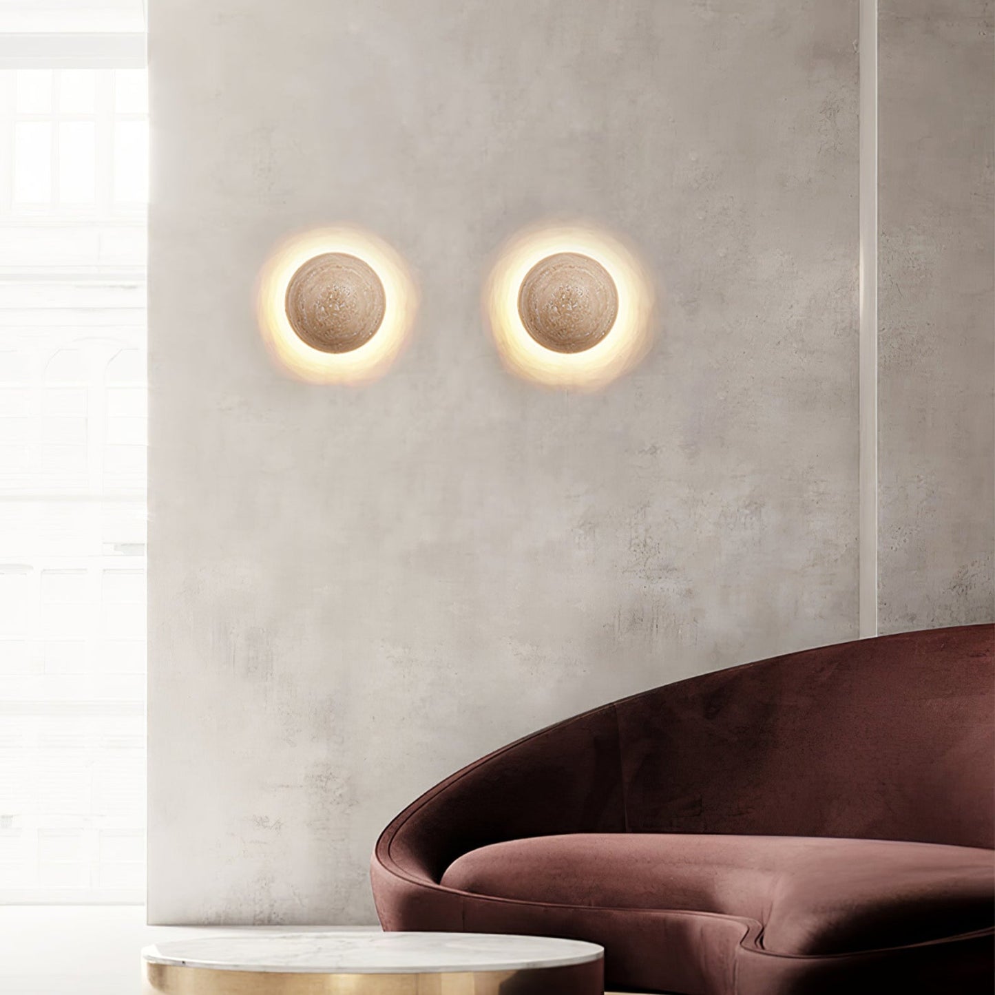 Luna Wall Light | Travertine | Yellow