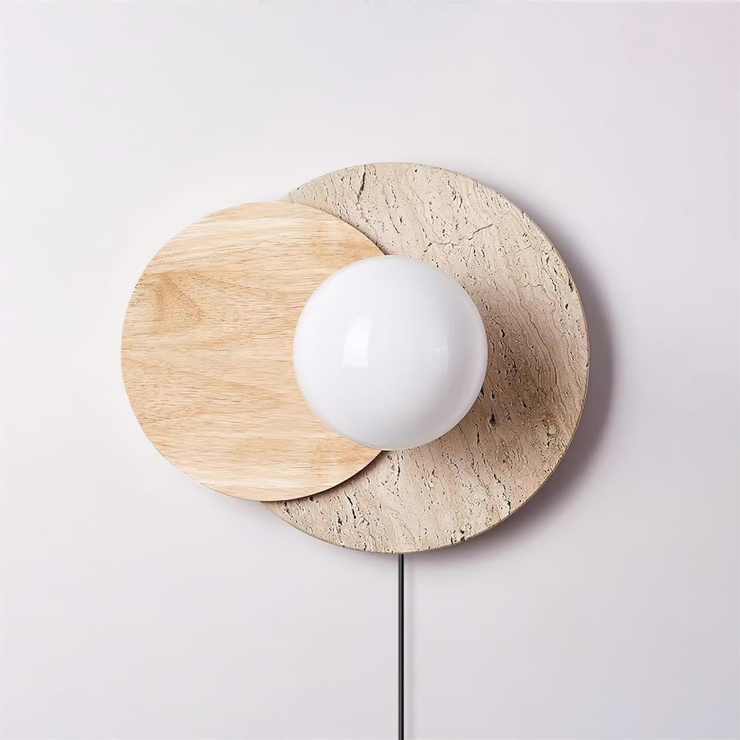 Lunar Eclipse Wall Lamp | Glass, Wood, Metal | White
