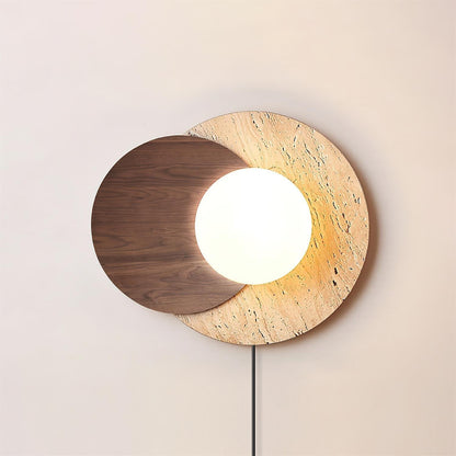 Lunar Eclipse Wall Lamp | Glass, Wood, Metal | White