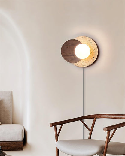 Lunar Eclipse Wall Lamp | Glass, Wood, Metal | White