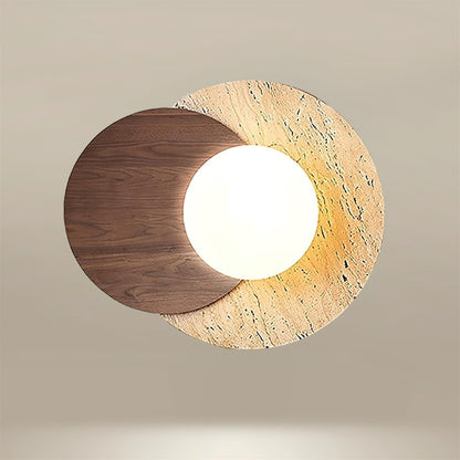 Lunar Eclipse Wall Lamp | Glass & Wood | White Shade