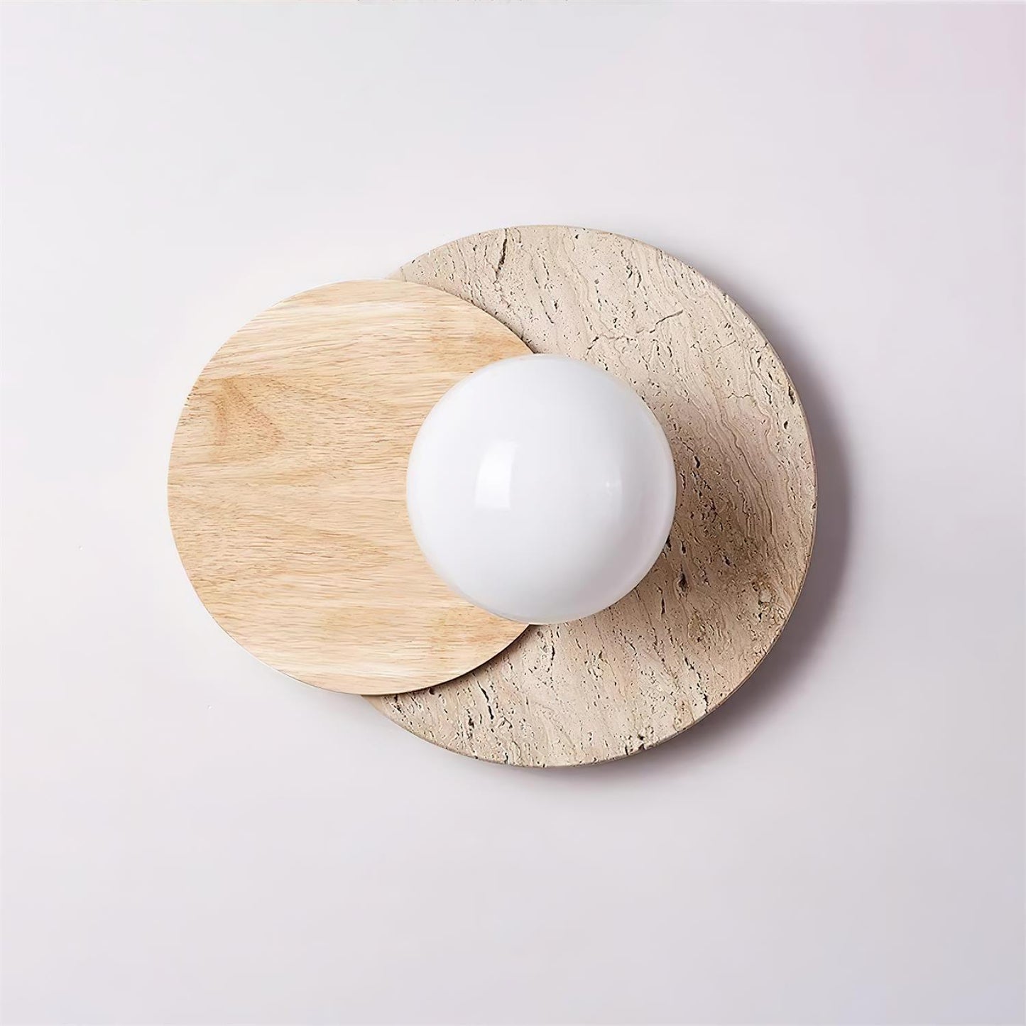 Lunar Eclipse Wall Lamp | Glass, Wood, Metal | White
