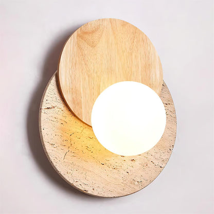 Lunar Eclipse Wall Lamp | Glass & Wood | White Shade