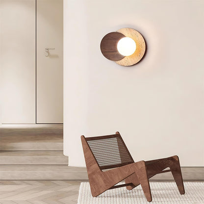 Lunar Eclipse Wall Lamp | Glass, Wood, Metal | White