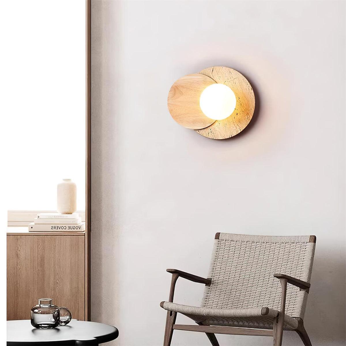 Lunar Eclipse Wall Lamp | Glass, Wood, Metal | White