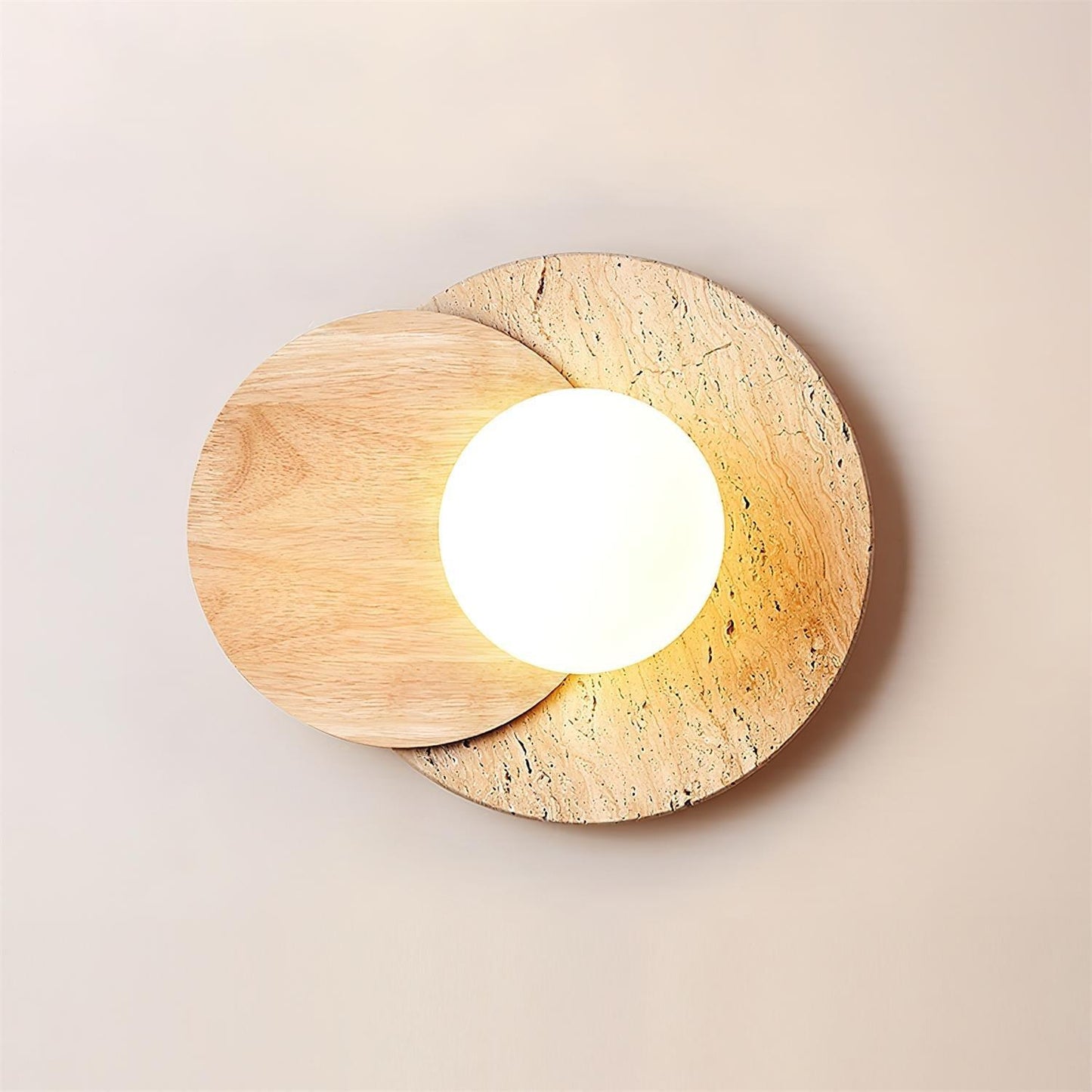 Lunar Eclipse Wall Lamp | Glass, Wood, Metal | White