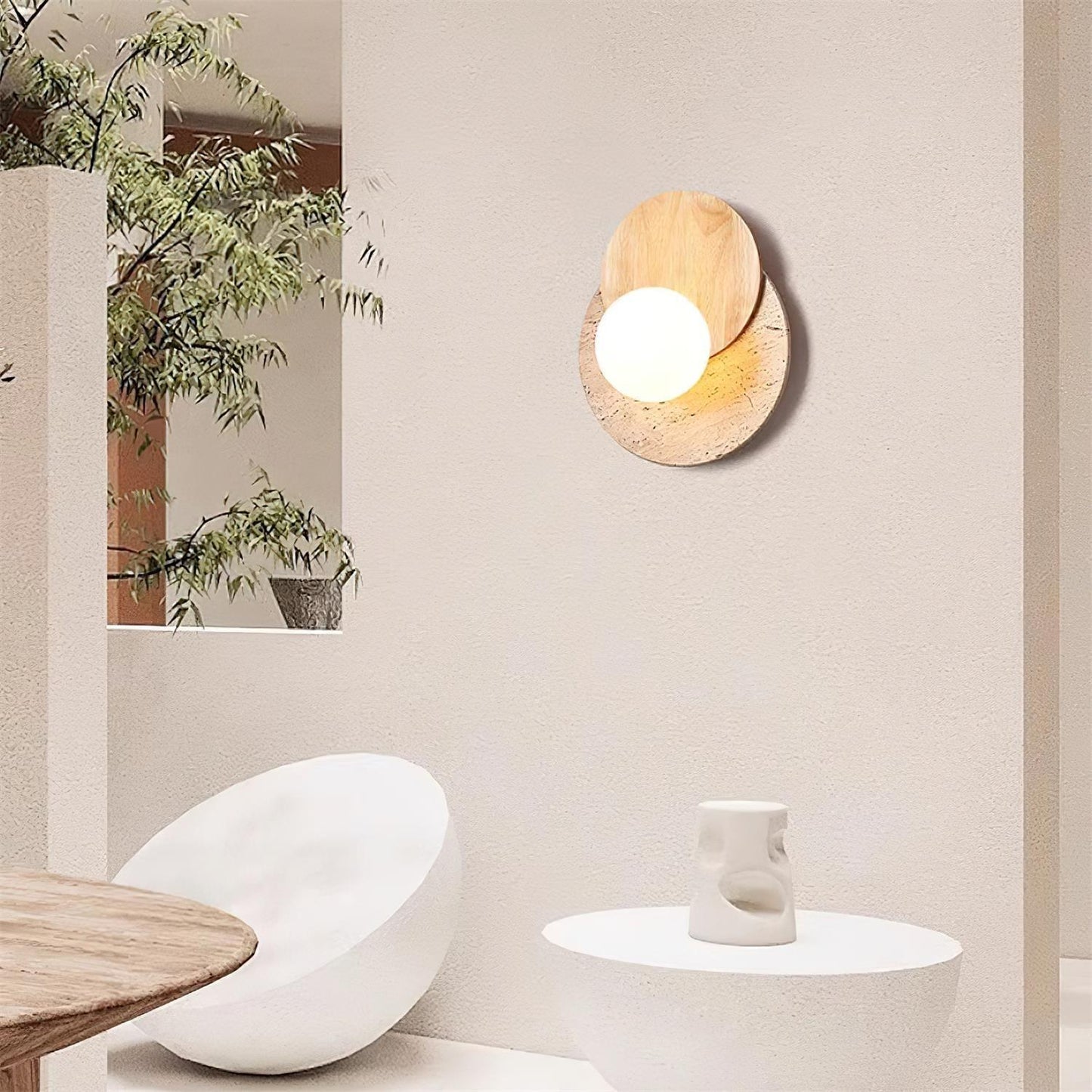 Lunar Eclipse Wall Lamp | Glass, Wood, Metal | White