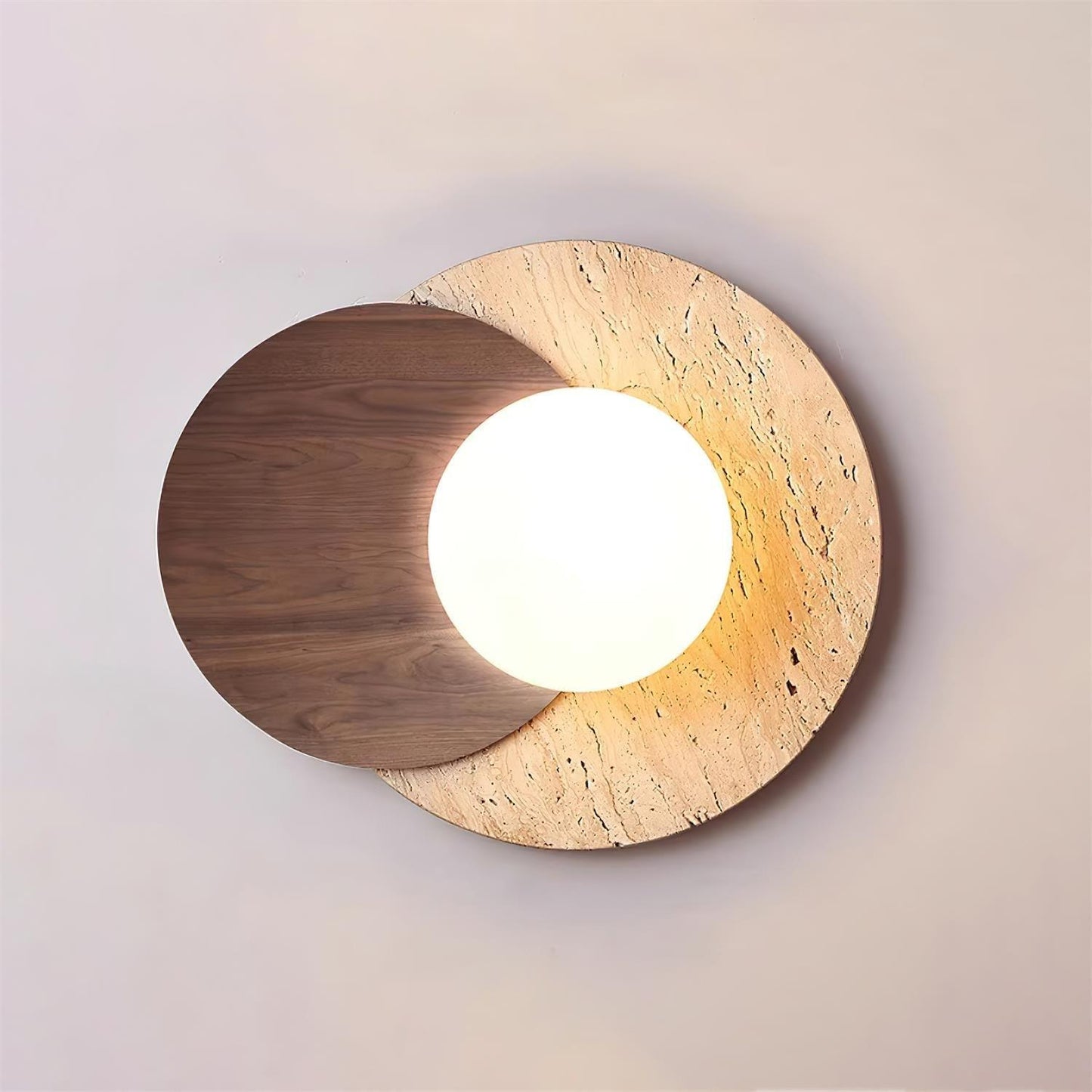 Lunar Eclipse Wall Lamp | Glass, Wood, Metal | White