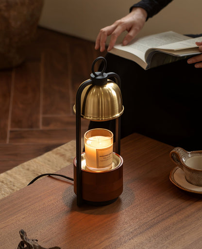 Lunara Candle Warmer Lamp | Wood, Brass | Gold, Walnut, Black