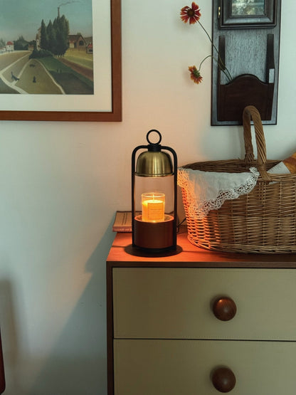 Lunara Candle Warmer Lamp | Wood, Brass | Gold, Walnut, Black