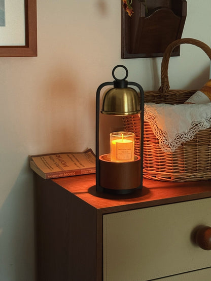 Lunara Candle Warmer Lamp | Wood, Brass | Gold, Walnut, Black