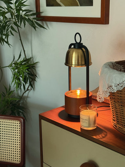 Lunara Candle Warmer Lamp | Wood, Brass | Gold, Walnut, Black