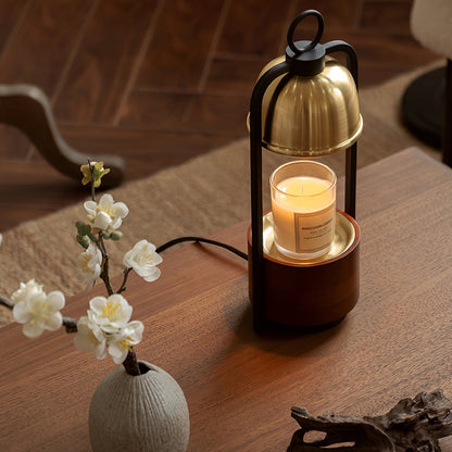 Lunara Candle Warmer Lamp | Wood, Brass | Gold, Walnut, Black