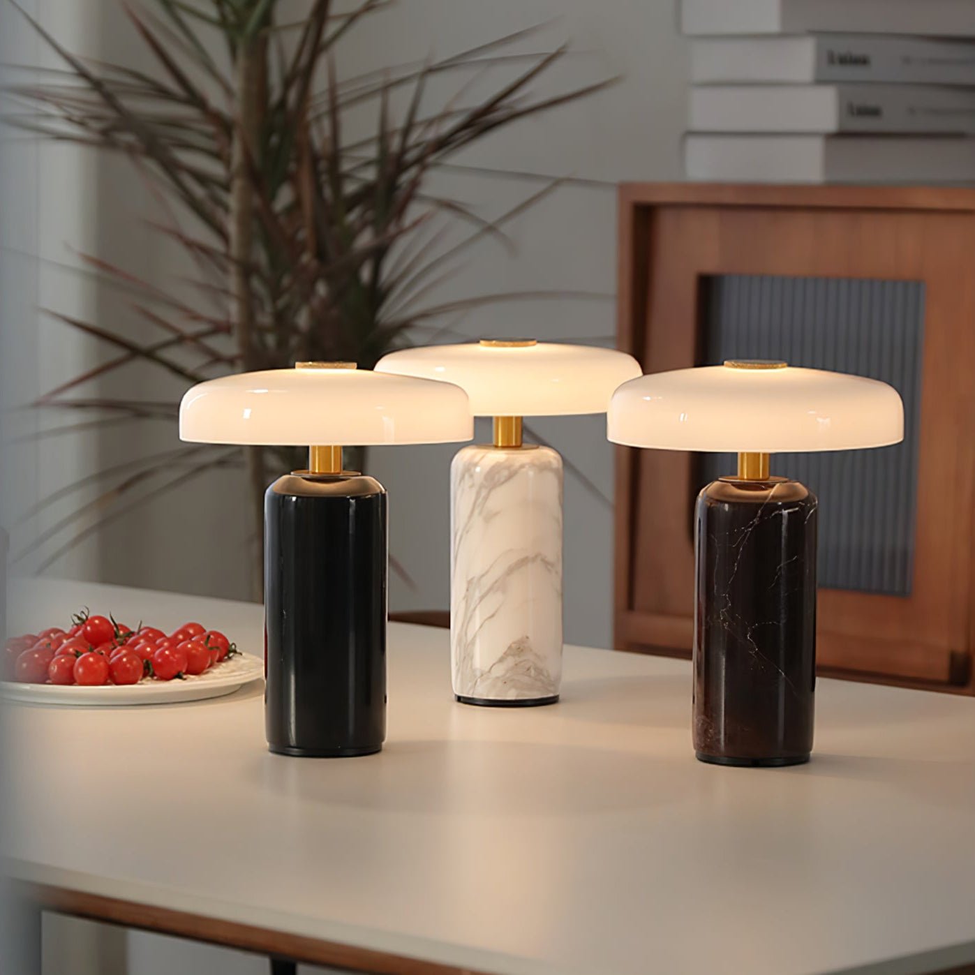 Lunara Marble Table Lamp | Marble & Glass | Black/White/Brown