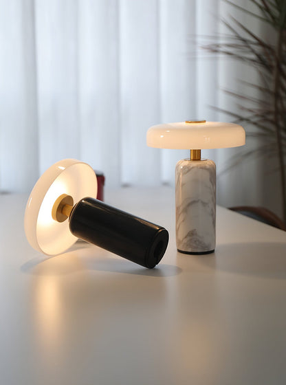 Lunara Marble Table Lamp | Marble & Glass | Black/White/Brown