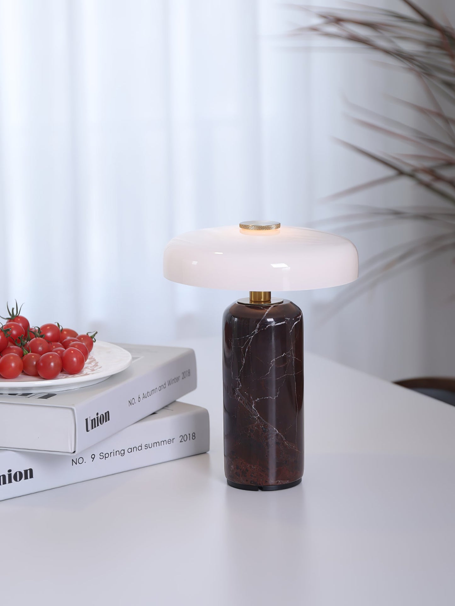 Lunara Marble Table Lamp | Marble & Glass | Black/White/Brown