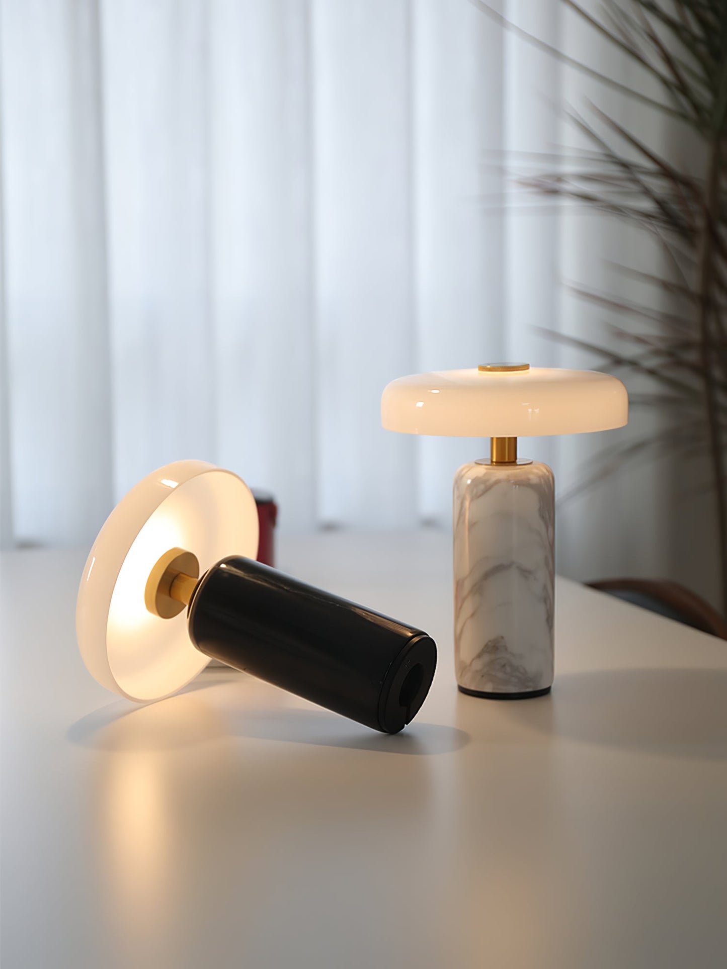 Lunara Marble Table Lamp | Marble & Glass | Black/White/Brown