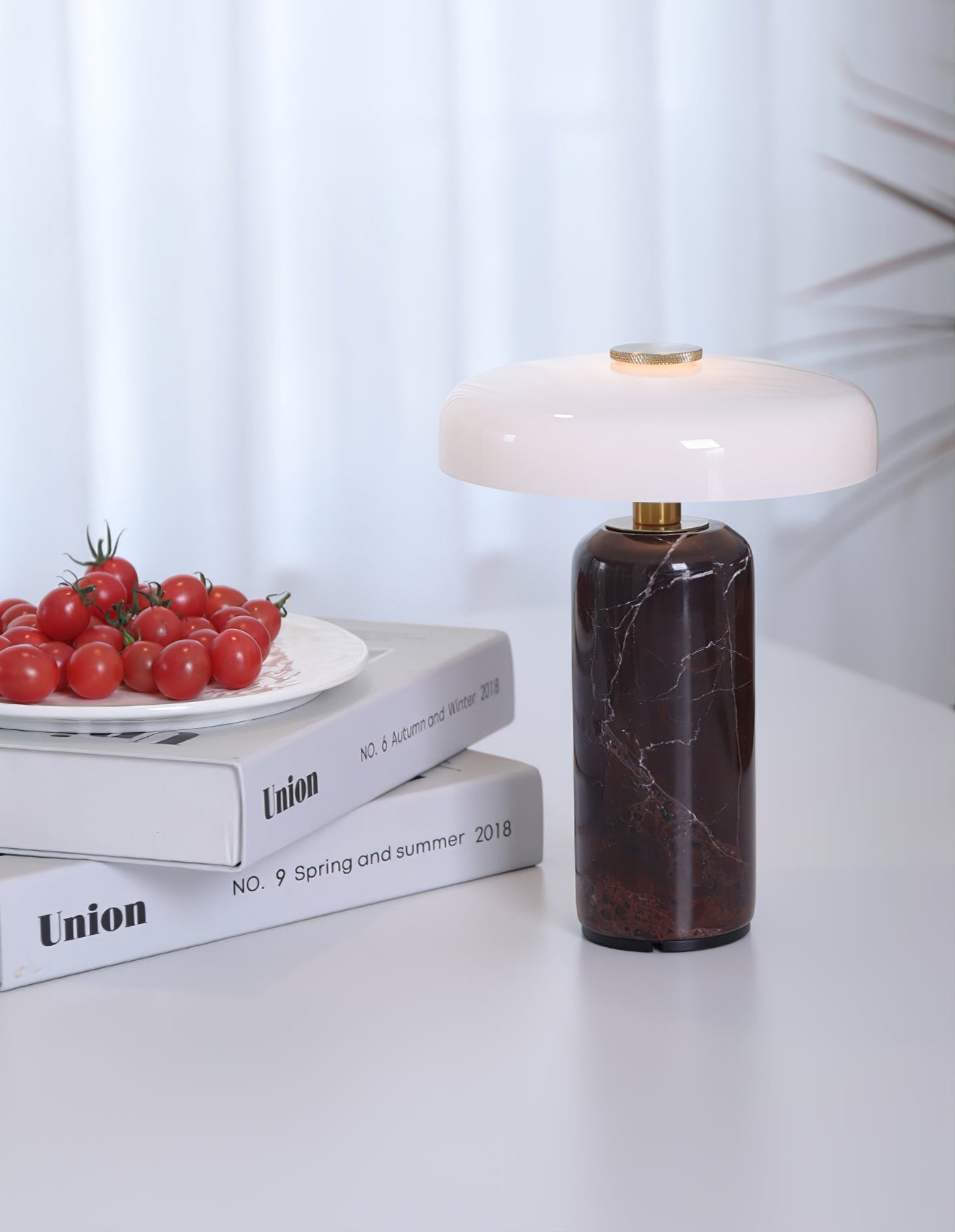 Lunara Marble Table Lamp | Marble & Glass | Black/White/Brown