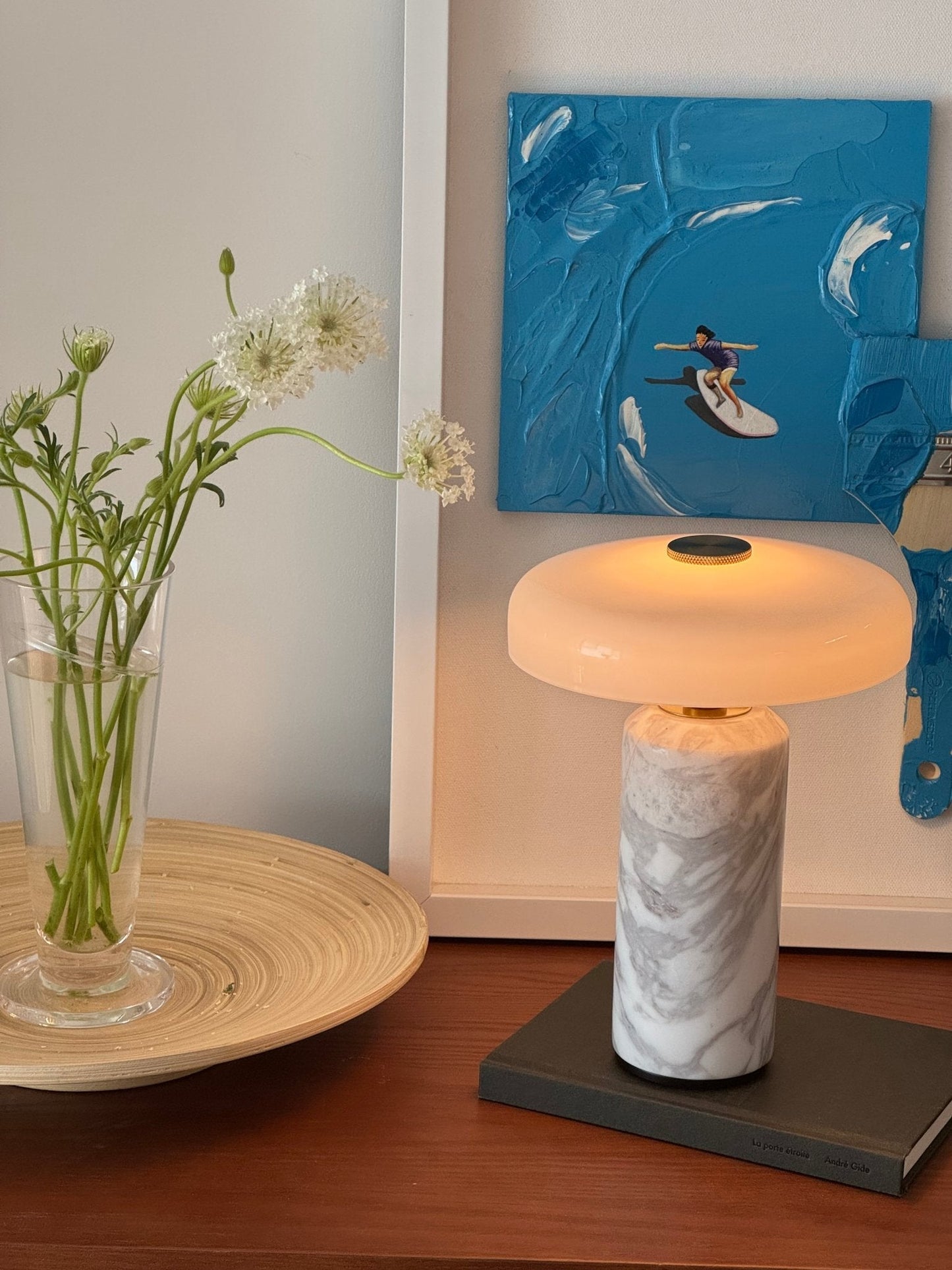 Lunara Marble Table Lamp | Marble & Glass | Black/White/Brown