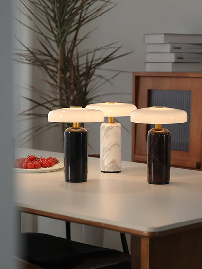 Lunara Marble Table Lamp | Marble & Glass | Black/White/Brown