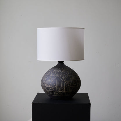 Lunari Etch Table Lamp | Ceramic Base | Black