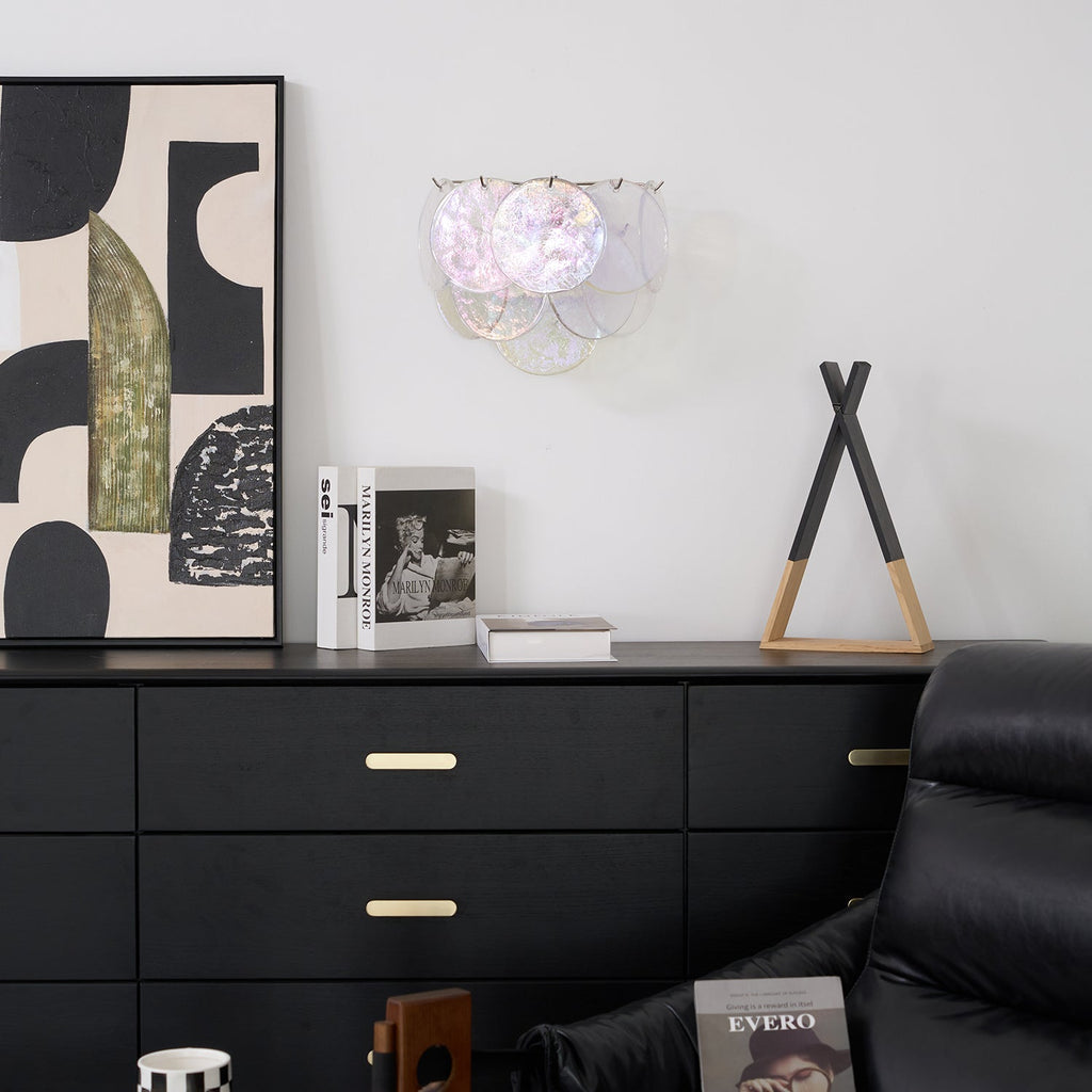Lunaria Disc Wall Lamp | Handcrafted Murano Glass | Nickel Frame