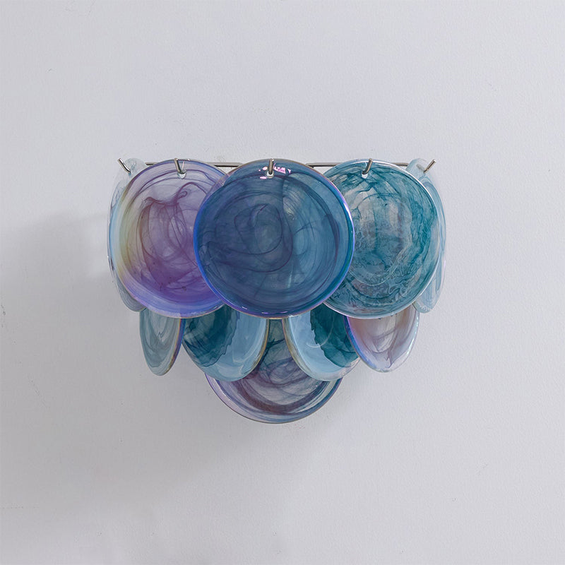 Lunaria Disc Wall Lamp | Handcrafted Murano Glass | Nickel Frame