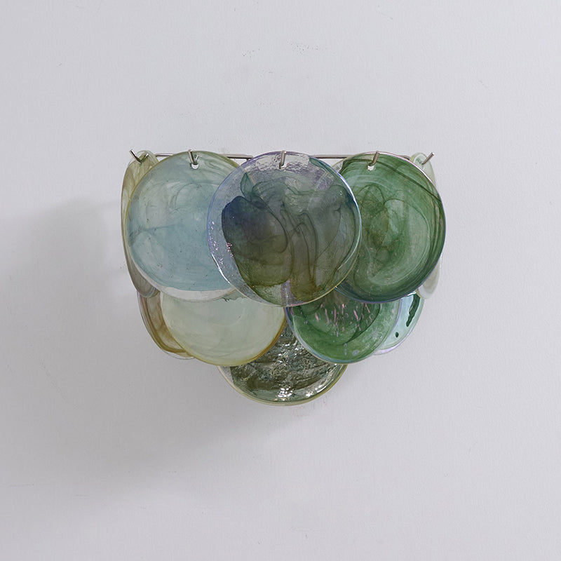 Lunaria Disc Wall Lamp | Handcrafted Murano Glass | Nickel Frame
