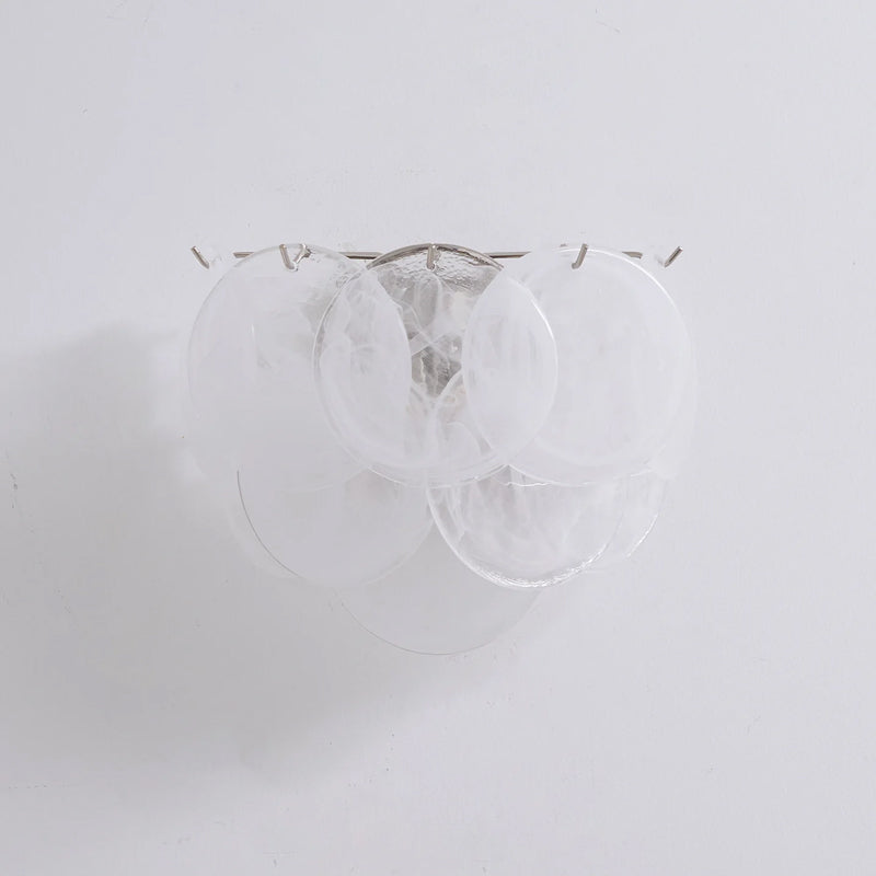 Lunaria Disc Wall Lamp | Handcrafted Murano Glass | Nickel Frame