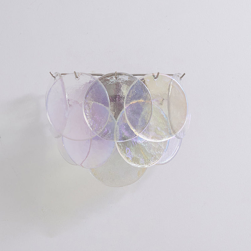 Lunaria Disc Wall Lamp | Handcrafted Murano Glass | Nickel Frame